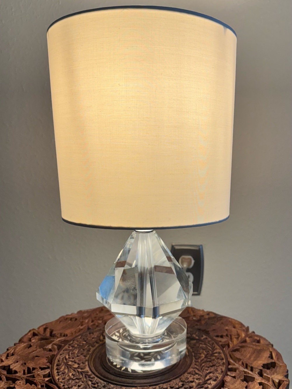 Crystal Table Lamp with Cream Shade